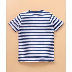 Babyhug Half Sleeves Cotton Striped and Animal Print T-shirts Pack of 3 - Blue Grey