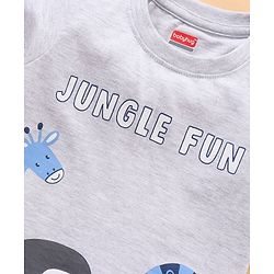 Babyhug Half Sleeves Cotton Striped and Animal Print T-shirts Pack of 3 - Blue Grey