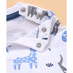 Babyhug Half Sleeves Cotton Striped and Animal Print T-shirts Pack of 3 - Blue Grey