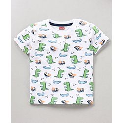 Babyhug Cotton Half Sleeves T Shirt Printed Pack of 3 - Blue Orange White