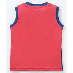 Babyhug Sleeveless T-Shirt Text Print - Red Navy Blue