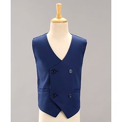 Babyhug Full Sleeves Party Suit Boat Print With Tie - Blue Grey