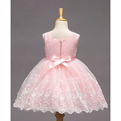 Babyhug Sleeveless Embroidered Party Wear Frock - Pink