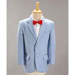 Babyhug Full Sleeves Party Suit With Bow - Blue
