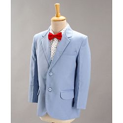 Babyhug Full Sleeves Party Suit With Bow - Blue