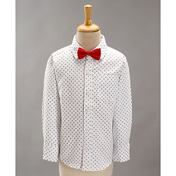 Babyhug Full Sleeves Party Suit With Bow - Blue