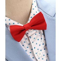 Babyhug Full Sleeves Party Suit With Bow - Blue