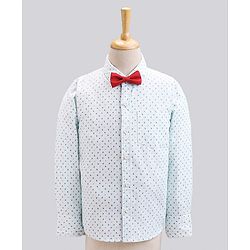Babyhug Full Sleeves All Over Printed Shirt & Pant Set With Waistcoat - Blue