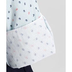 Babyhug Full Sleeves All Over Printed Shirt & Pant Set With Waistcoat - Blue