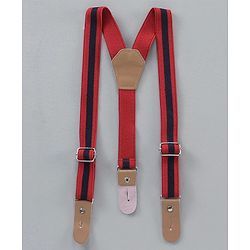 Babyhug Full Sleeves Shirt & Trouser Set with Suspenders & Bow - Red White