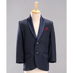 Babyhug Full Sleeves 5 Piece Party Suit With Bow & Pocket Square - Dark Blue