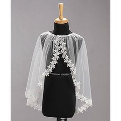 Babyhug Sleeveless Party Wear Embroidered Frock With Cape - White