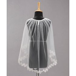 Babyhug Sleeveless Party Wear Embroidered Frock With Cape - White