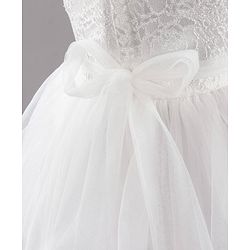 Babyhug Sleeveless Party Wear Embroidered Frock With Cape - White