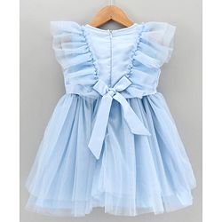 Babyhug Woven Sleeveless Ruffled Party Frock Sequin - Blue