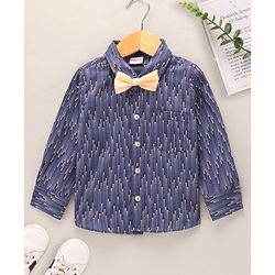 Babyhug Full Sleeves Digital Printed Party Shirt - Navy Blue