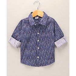 Babyhug Full Sleeves Digital Printed Party Shirt - Navy Blue