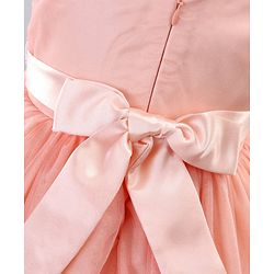 Babyhug Sleeveless Party Wear Embroidered Frock With Net Detailing- Peach