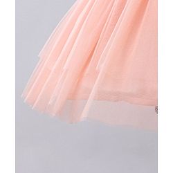 Babyhug Sleeveless Party Wear Embroidered Frock With Net Detailing- Peach