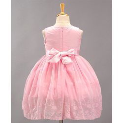 Babyhug Sleeveless Knee Length Solid Color Embroidered Party Dress - Pink