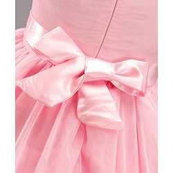 Babyhug Sleeveless Knee Length Solid Color Embroidered Party Dress - Pink