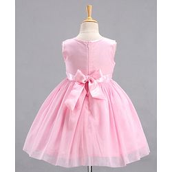 Babyhug Sleeveless Party Wear Frock Floral Embroidery & Applique- Pink