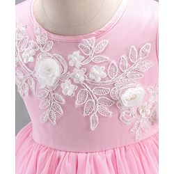 Babyhug Sleeveless Party Wear Frock Floral Embroidery & Applique- Pink