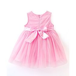 Babyhug Sleeveless Party Wear Frock With Soft Net and Corsages at Waist Line - Pink