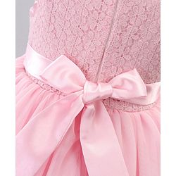 Babyhug Sleeveless Knee Length Party Dress With Bow Applique - Pink
