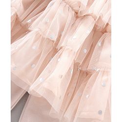 Babyhug Knee Length Flared Skirt With Leggings Glitter Print - Peach