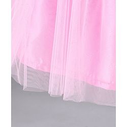 Babyhug Sleeveless Party Wear Frock With Net Detailing & Floral Applique- Pink