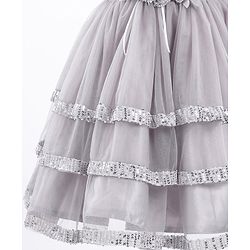 Babyhug Sleeveless Sequinned Party Wear Frock With Corsage  - Grey