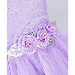Babyhug Sleeveless Party Wear Frock With Net Detailing & Floral Applique- Purple