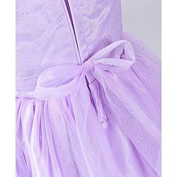 Babyhug Sleeveless Party Wear Frock With Net Detailing & Floral Applique- Purple