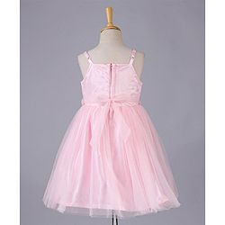 Babyhug Sleeveless Mesh Party Wear Frock With Corsage - Pink