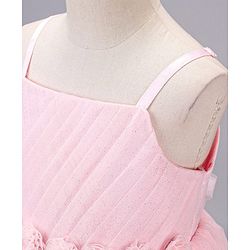 Babyhug Sleeveless Mesh Party Wear Frock With Corsage - Pink
