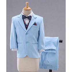 Babyhug Full Sleeves 5 Piece Party Suit - Light Blue