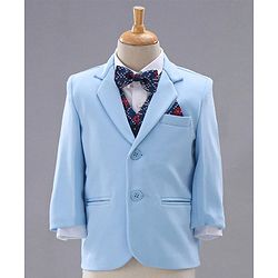 Babyhug Full Sleeves 5 Piece Party Suit - Light Blue
