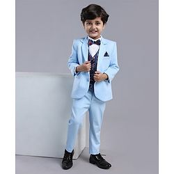Babyhug Full Sleeves 5 Piece Party Suit - Light Blue