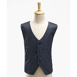 Babyhug Full Sleeves Stretch Fit Party Suit with Waist Coat & Bow - Navy