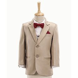 Babyhug Full Sleeves 4 Piece Party Suit With Bow - Cream