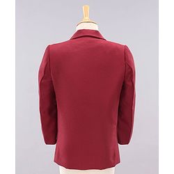 Babyhug Full Sleeves Party Wear Suit with Waistcoat & Bow - Red