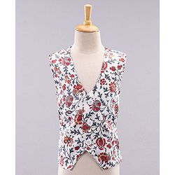 Babyhug Full Sleeves Party Wear Suit with Waistcoat & Bow - Red