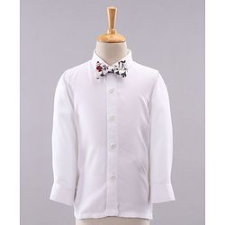 Babyhug Full Sleeves Party Wear Suit with Waistcoat & Bow - Red
