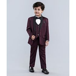 Babyhug Full Sleeves Party Suits With Bow - Purple