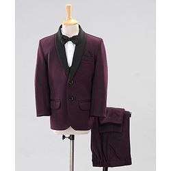 Babyhug Full Sleeves Party Suits With Bow - Purple