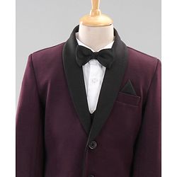 Babyhug Full Sleeves Party Suits With Bow - Purple