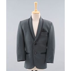 Babyhug Full Sleeves Party Wear Suit with Waistcoat & Bow - Grey