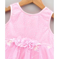Babyhug Sleeveless Party Knee Length Frock Floral Corsage - Pink