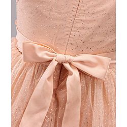 Babyhug Sleeveless Knee Length Sequinned Party Dress - Peach